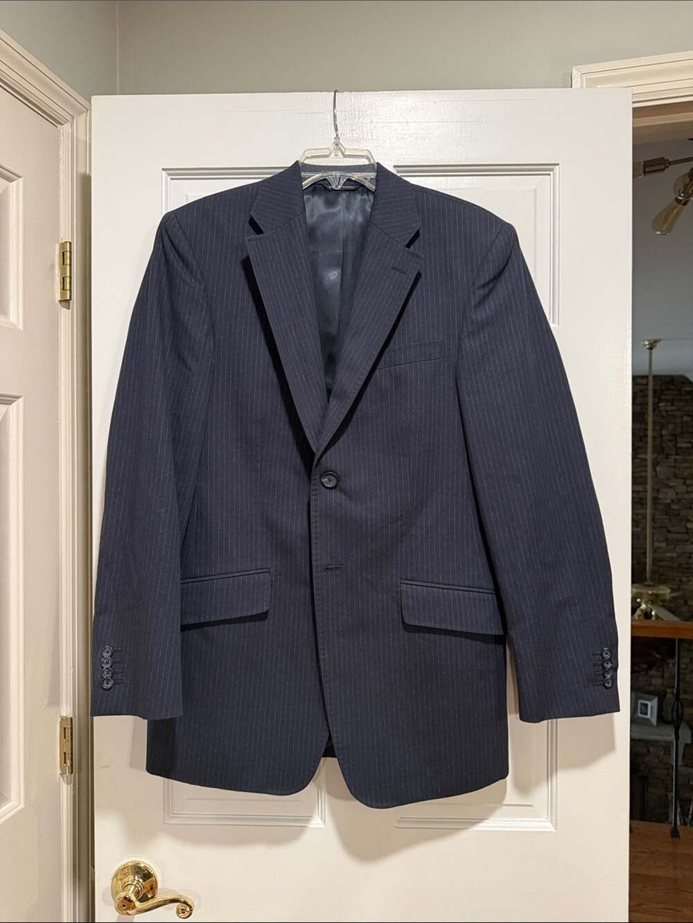 Banana Republic Navy Pinstripe Two-Button Suit Jacket 38R